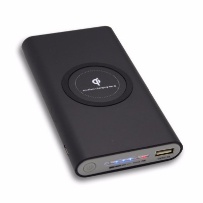 8000mah led light qi wireless charge portable fast charging power bank